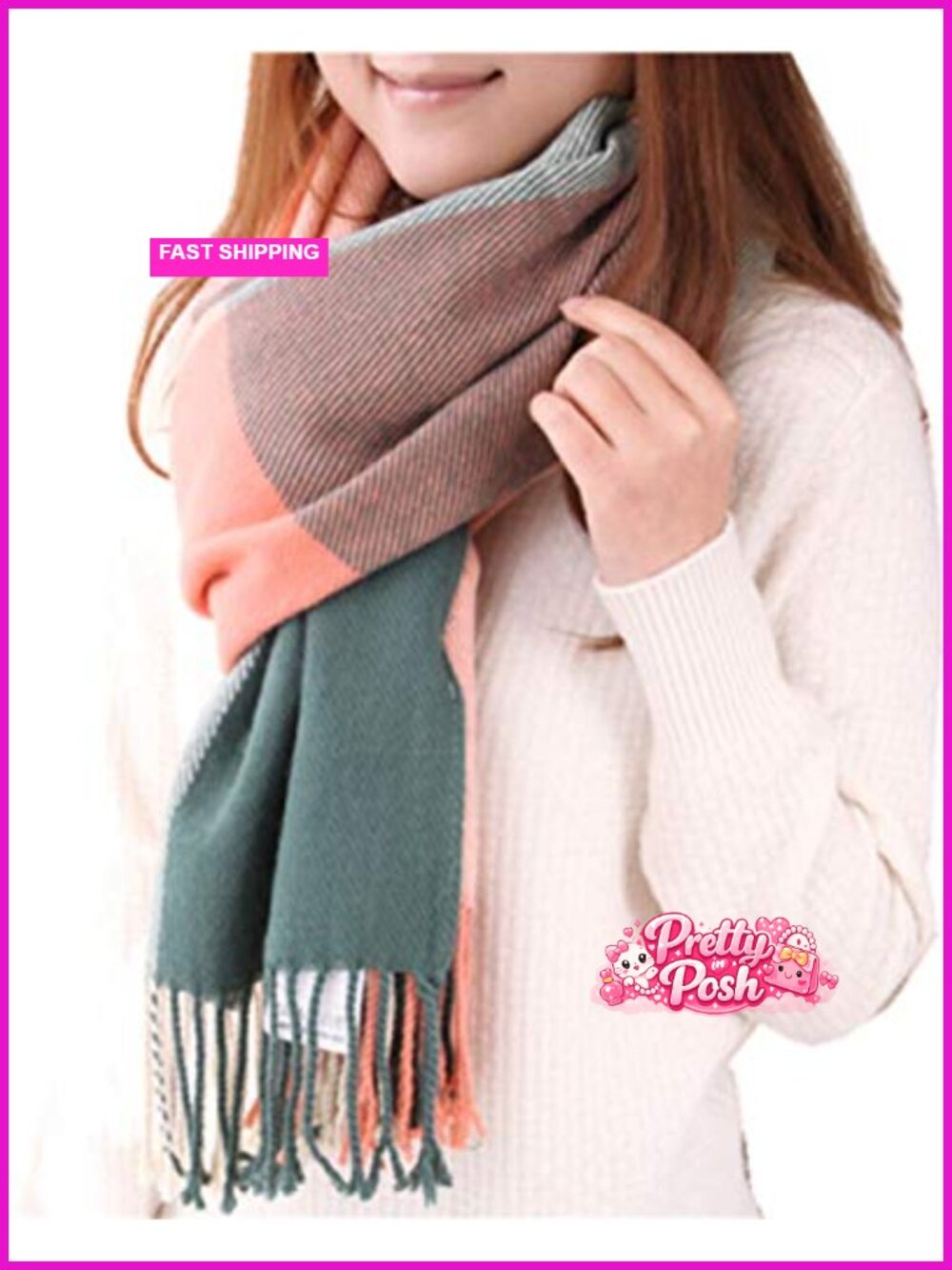 Large Plaid Shawl Wrap Scarf Soft Warm Winter Blanket Cape